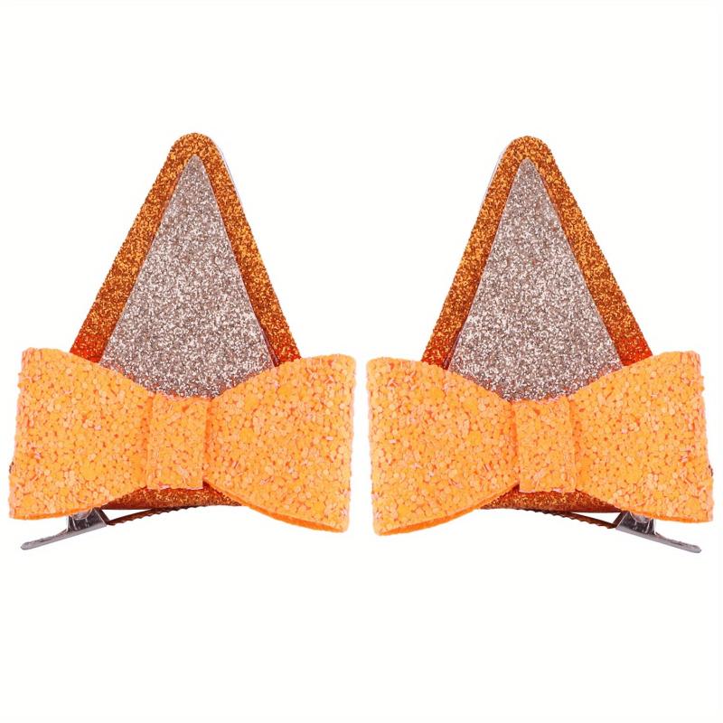 2pcs Animal Ears Hair Bow Clips for Halloween Costume Accessories