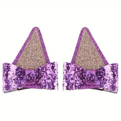 2pcs Animal Ears Hair Bow Clips for Halloween Costume Accessories