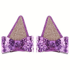 2pcs Animal Ears Hair Bow Clips for Halloween Costume Accessories
