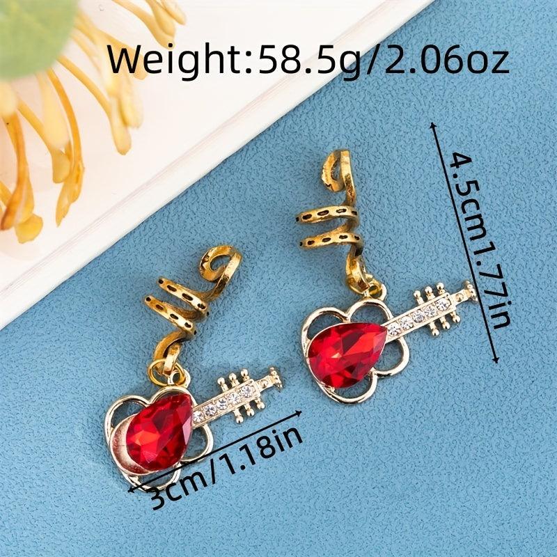 10pcs Guitar Shape Hair Beads Hair Ring Metal Hair Clip Hippie Style