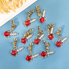 10pcs Guitar Shape Hair Beads Hair Ring Metal Hair Clip Hippie Style