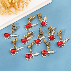 10pcs Guitar Shape Hair Beads Hair Ring Metal Hair Clip Hippie Style