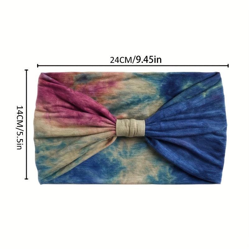 Boho Style Tie Dye Headband Wide Brim Hair Band Turban Yoga Sports Sweatband