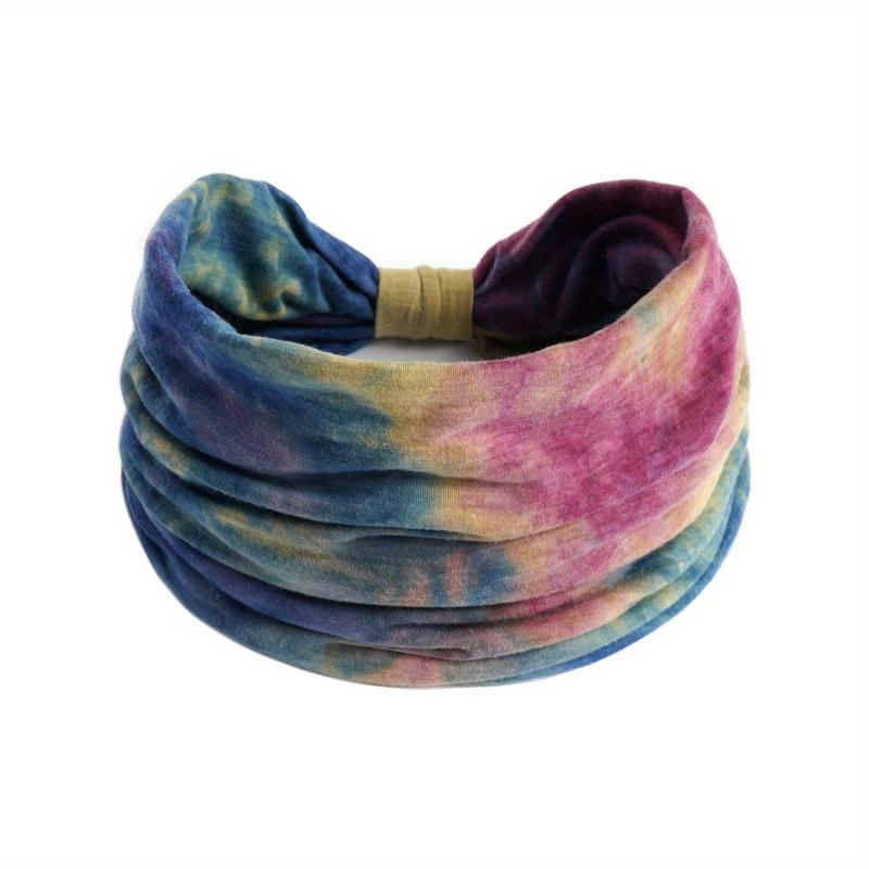 Boho Style Tie Dye Headband Wide Brim Hair Band Turban Yoga Sports Sweatband