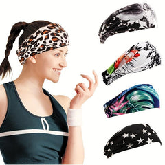 Leopard Print Wide Yoga Headband Sweatband Hair Band