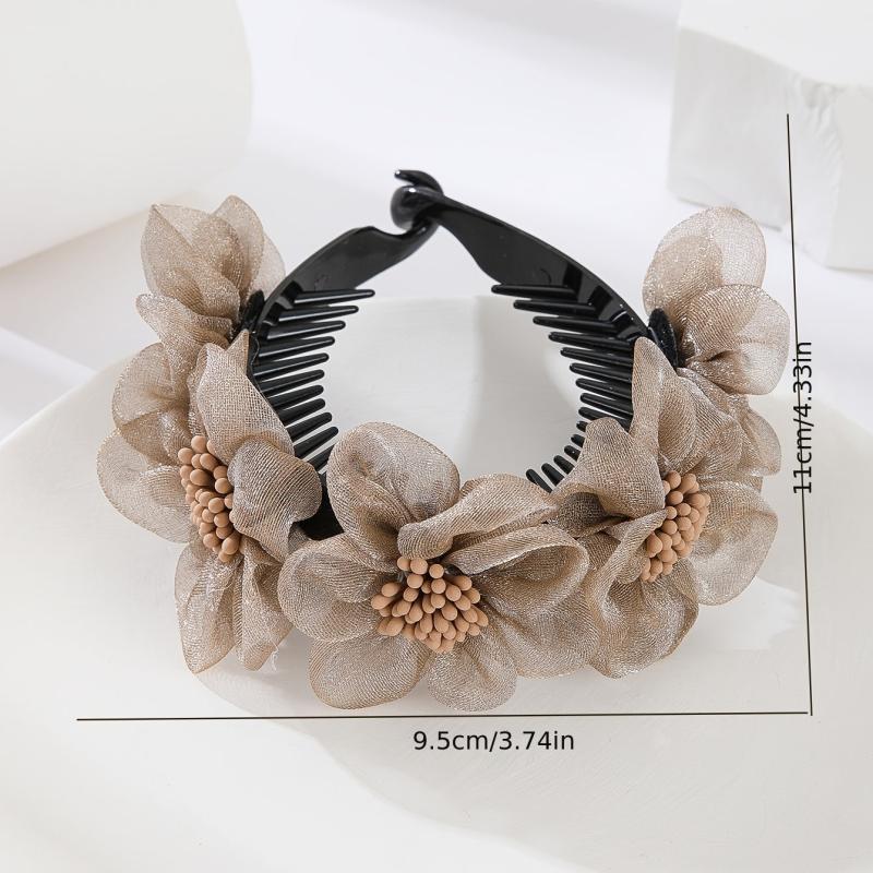 Flower Decor Banana Clip Ponytail Buckle Clip For Girls