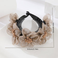 Flower Decor Banana Clip Ponytail Buckle Clip For Girls