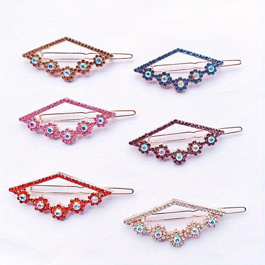 6pcs Rhinestone Hair Clip Alloy Hair Barrette Women Girls Hair Accessories