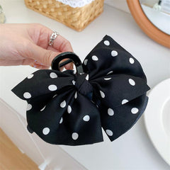 Polka Dot Printed Fabric Bow Hair Claw Female Hair Accessory