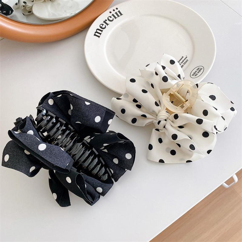 Polka Dot Printed Fabric Bow Hair Claw Female Hair Accessory