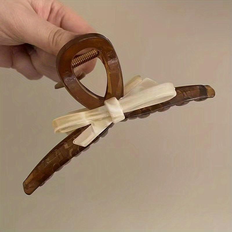 Vintage Bowknot Acrylic Hair Claw Ponytail Holder Hair Accessories