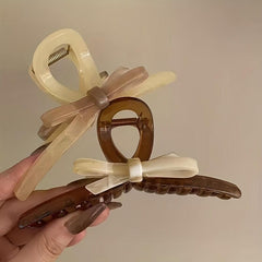 Vintage Bowknot Acrylic Hair Claw Ponytail Holder Hair Accessories