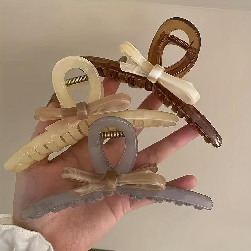 Vintage Bowknot Acrylic Hair Claw Ponytail Holder Hair Accessories