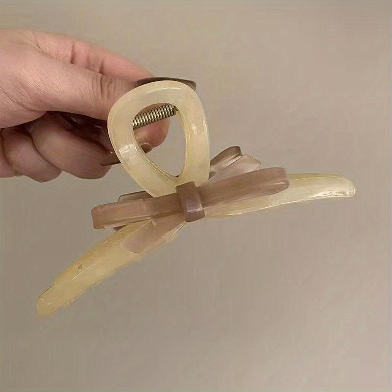 Vintage Bowknot Acrylic Hair Claw Ponytail Holder Hair Accessories