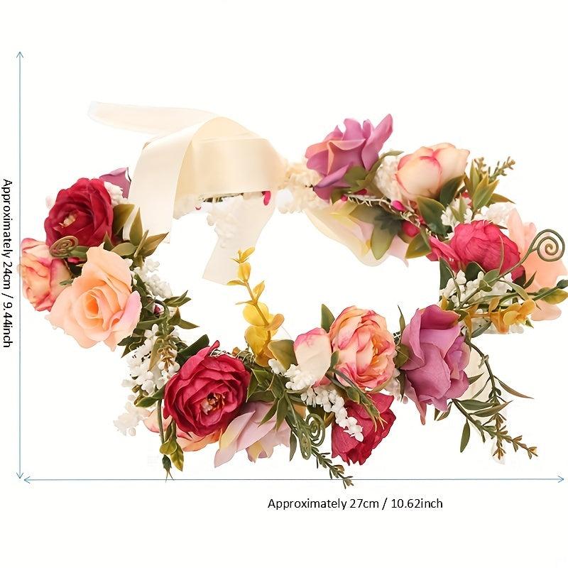 Wedding Wreath Flower Garland Hair Band For Women Bridal Accessory