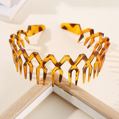 2pcs Wavy Long Tooth Wide Hairband Solid Tortoiseshell Non slip Headband