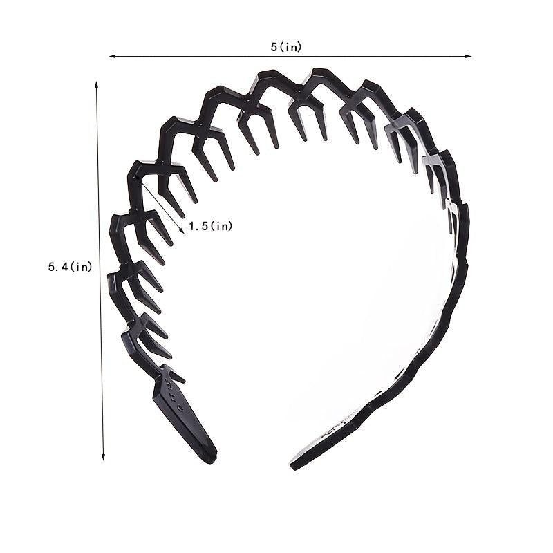2pcs Wavy Long Tooth Wide Hairband Solid Tortoiseshell Non slip Headband