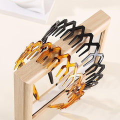 2pcs Wavy Long Tooth Wide Hairband Solid Tortoiseshell Non slip Headband
