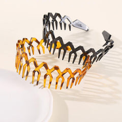 2pcs Wavy Long Tooth Wide Hairband Solid Tortoiseshell Non slip Headband
