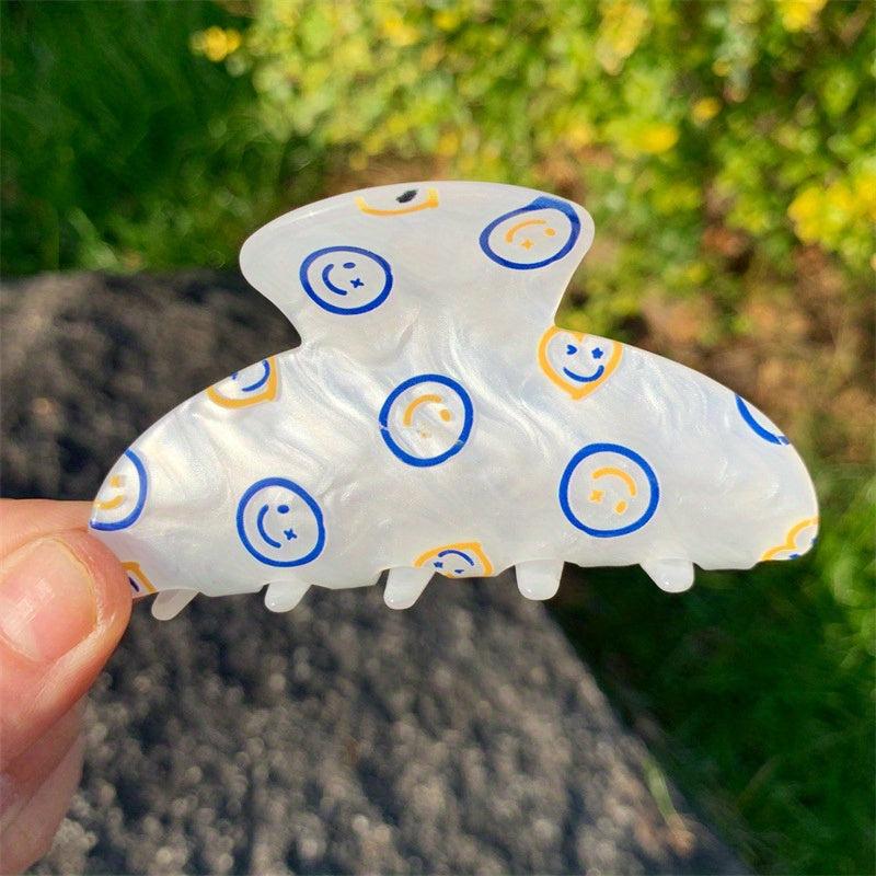 Flower Pattern Hair Claw Sweet Shark Claw Ponytail Holder Hair Accessories