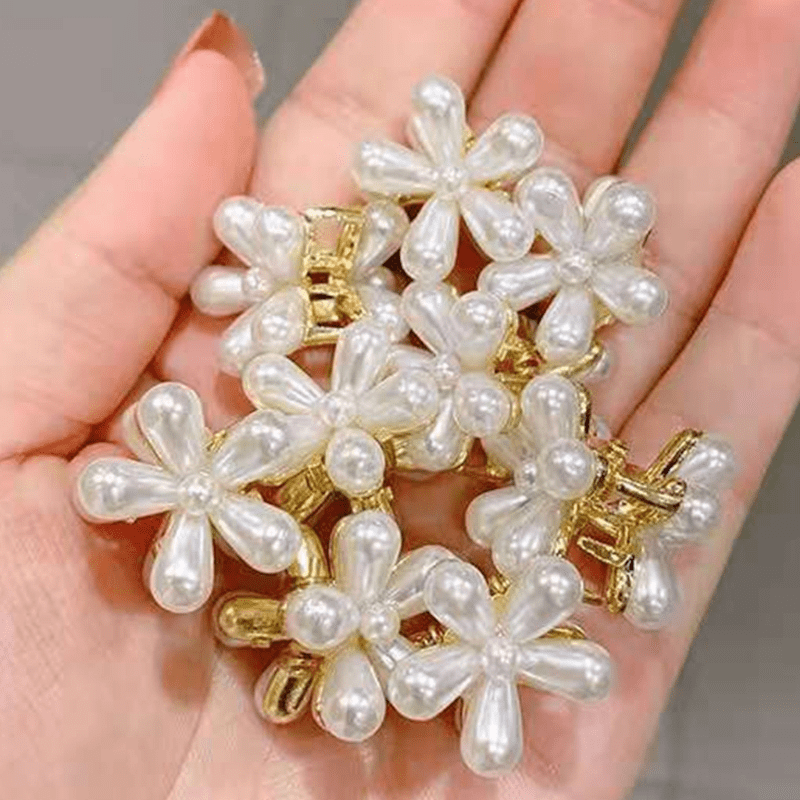 Faux Pearl Flower Hair Clips for Girls and Women