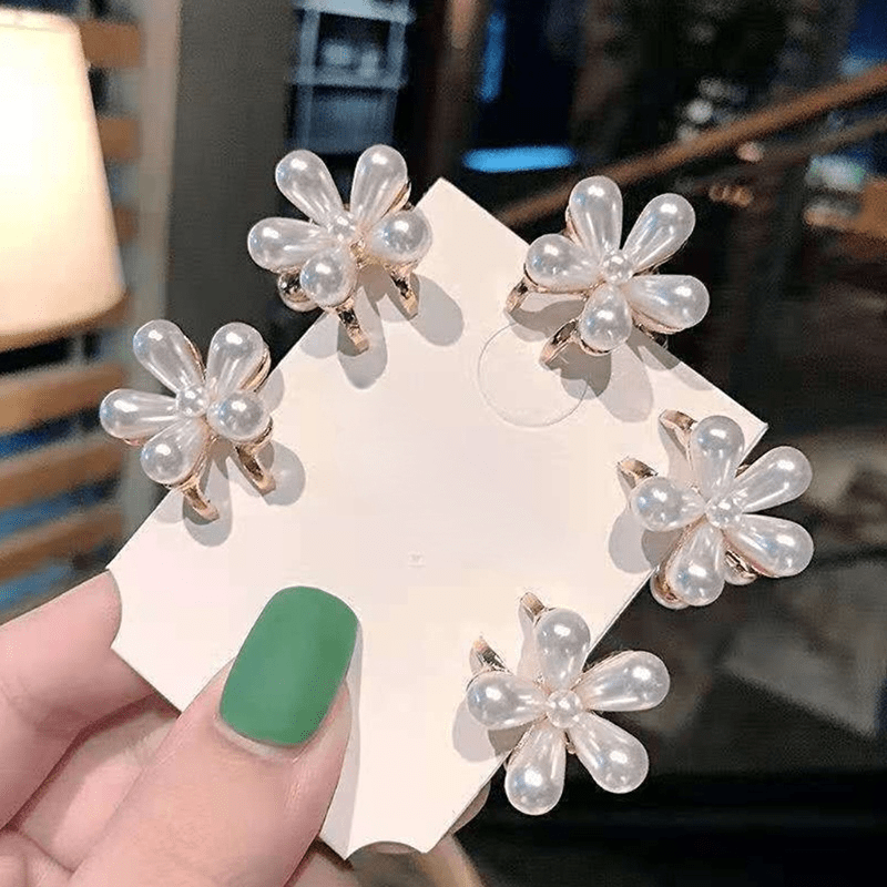 Faux Pearl Flower Hair Clips for Girls and Women