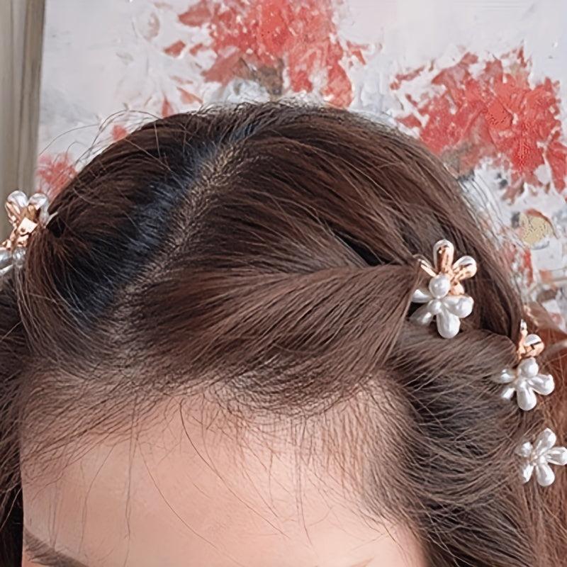 Faux Pearl Flower Hair Clips for Girls and Women