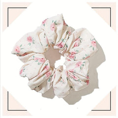 Large Floral Print Scrunchie Hair Tie Hair Rope Retro Hair Accessories