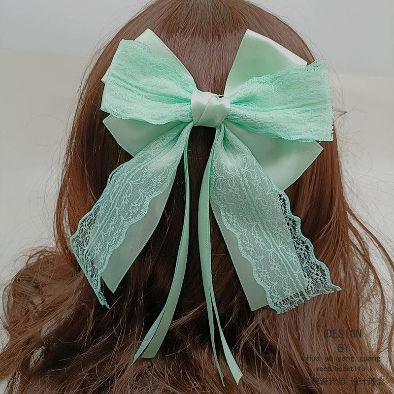 Lace Bow Hair Clips Scarf Barrette Non Slip Hair Decoration Costume Accessory