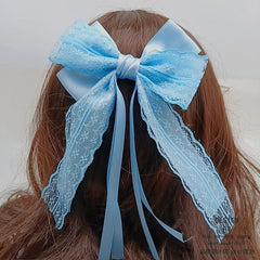 Lace Bow Hair Clips Scarf Barrette Non Slip Hair Decoration Costume Accessory