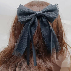 Lace Bow Hair Clips Scarf Barrette Non Slip Hair Decoration Costume Accessory