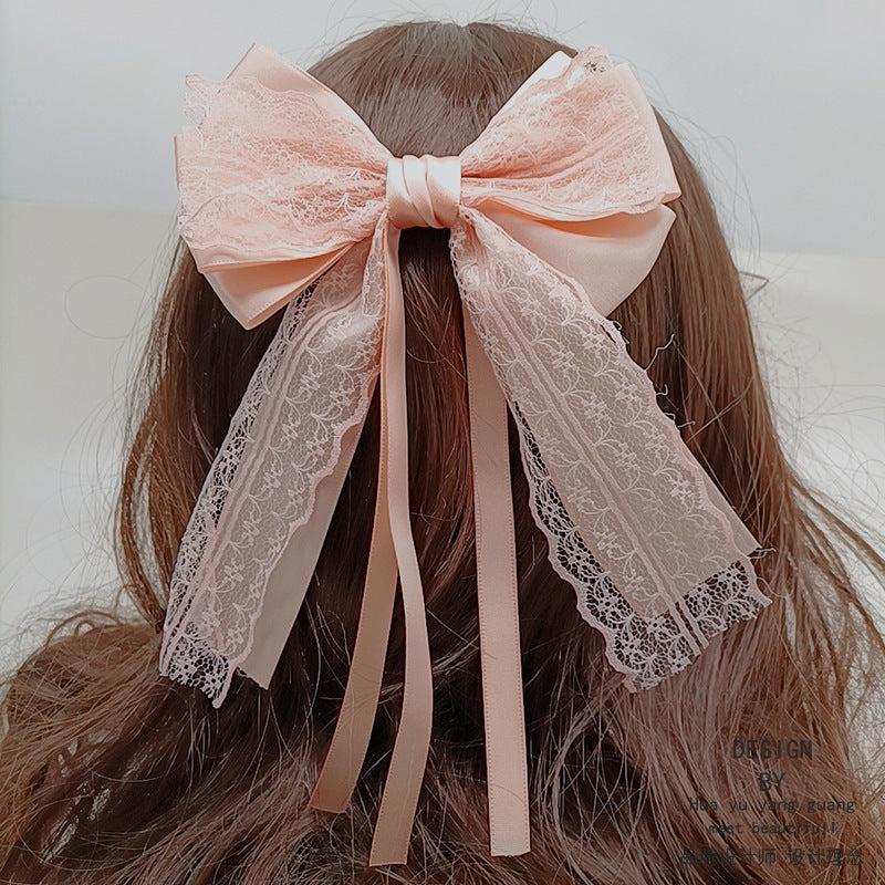 Lace Bow Hair Clips Scarf Barrette Non Slip Hair Decoration Costume Accessory
