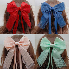 Lace Bow Hair Clips Scarf Barrette Non Slip Hair Decoration Costume Accessory