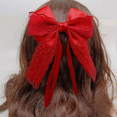 Lace Bow Hair Clips Scarf Barrette Non Slip Hair Decoration Costume Accessory