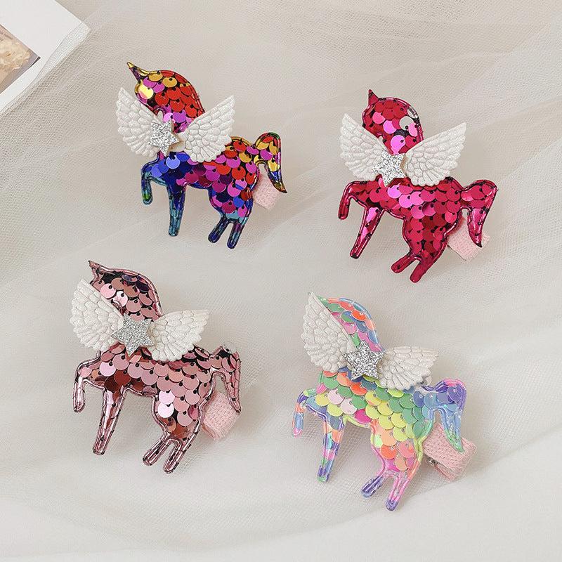 Sequins Unicorn Hair Clip Non Slip Hair Decoration For Girls