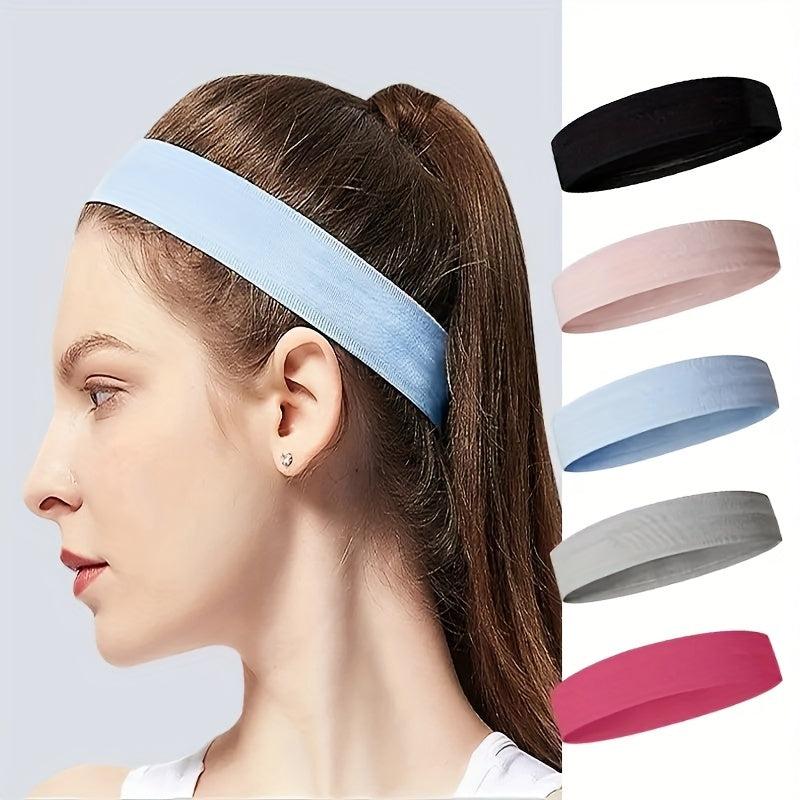 Solid Stretchy Headband Non Slip Sweatband for Sports Yoga Workout