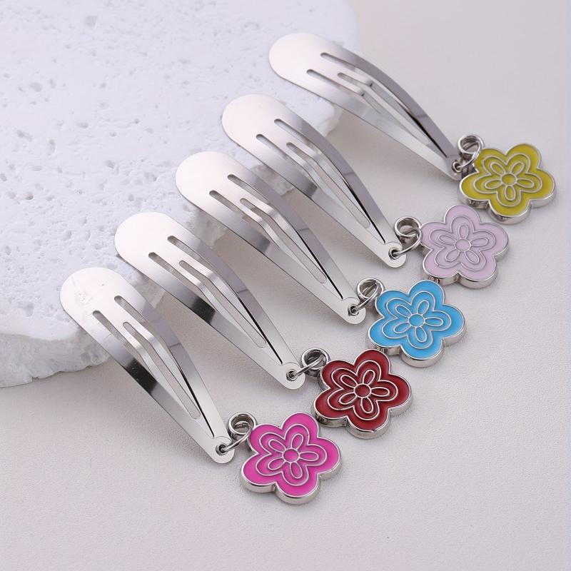 5pcs Flower Pendant Hair Clip Non Slip Hair Slides
