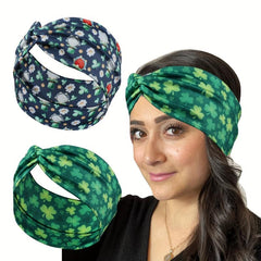 St Patrick's Green Shamrock Pattern Headband Holiday Celebration Gift