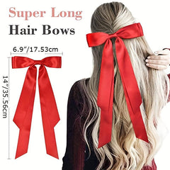 2pcs Bow Hair Scarf Clip Ribbon French Barrette Non Slip Hair Clip