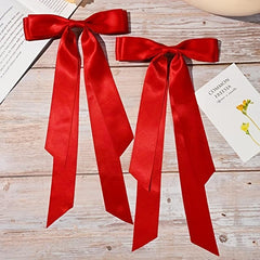 2pcs Bow Hair Scarf Clip Ribbon French Barrette Non Slip Hair Clip