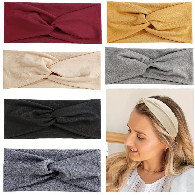 6pcs Solid Headband Cross Knotted Hair Band Daily Hair Accessories