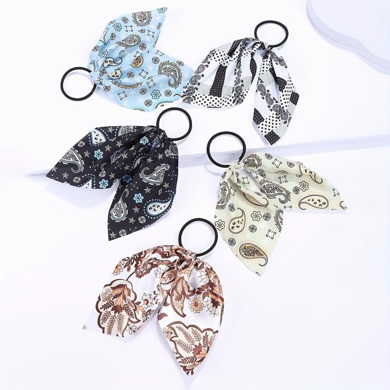 5pcs Boho Style Hair Tie Bow Streamer Hair Accessories