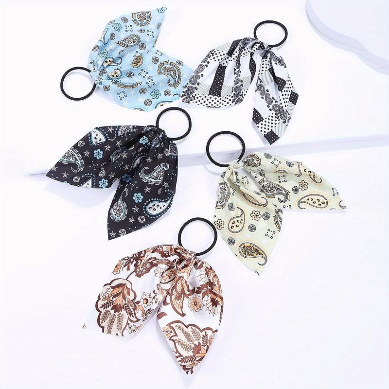 5pcs Boho Style Hair Tie Bow Streamer Hair Accessories