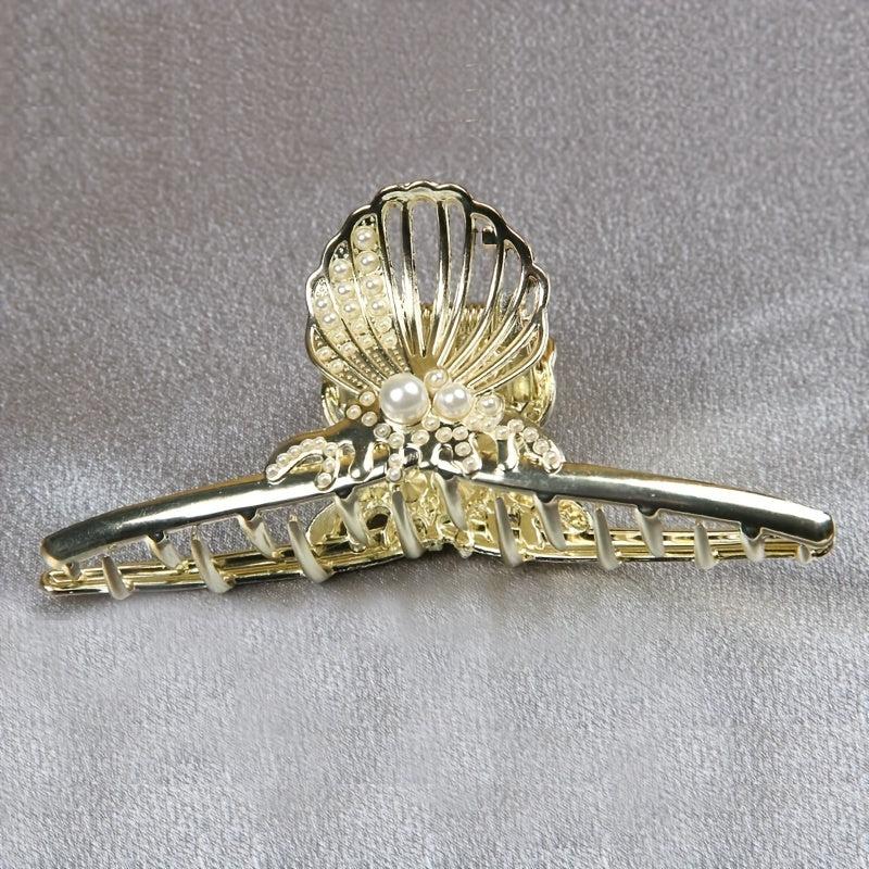 Metal Hair Claw with Faux Pearl Shark Claw Hair Accessories