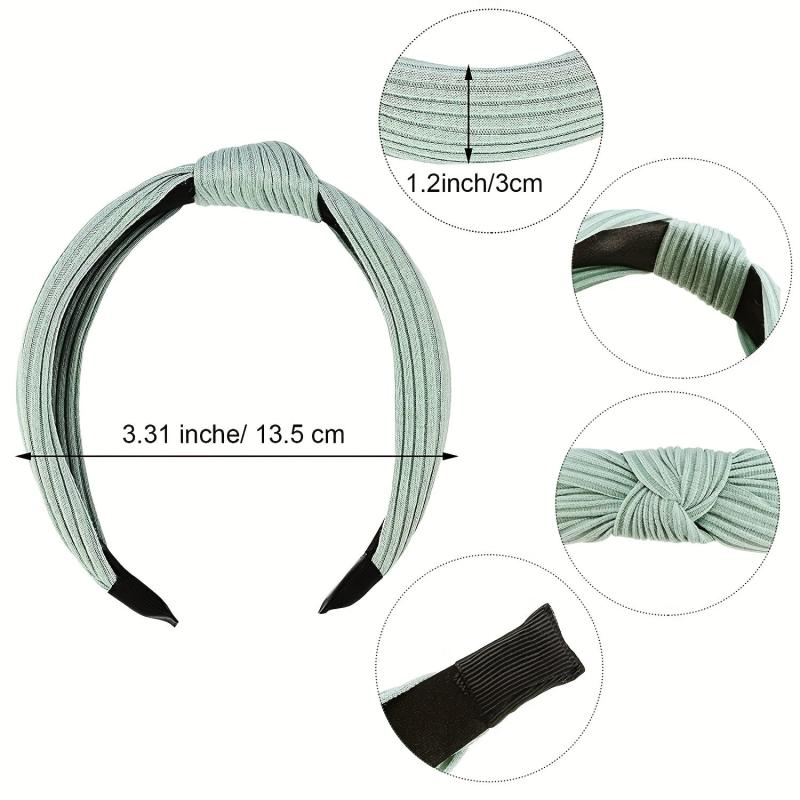 Cross Knotted Ribbed Headband Wide Fabric Headdress Solid Hair Band