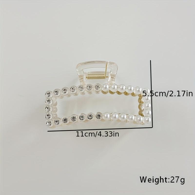 Rhinestone Faux Pearl Hair Claw for Women