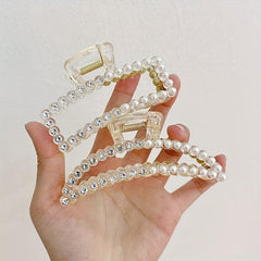 Rhinestone Faux Pearl Hair Claw for Women