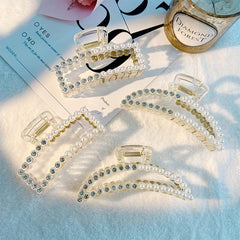 Rhinestone Faux Pearl Hair Claw for Women