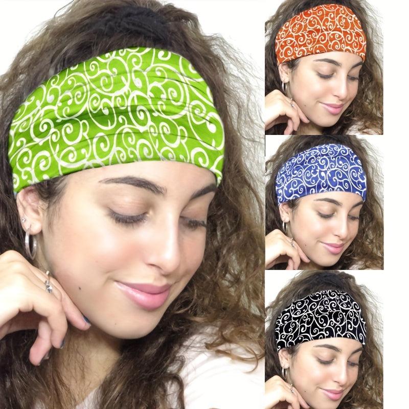 Wide Brim Sports Headband Print Stretch Sweat Absorbing Headband