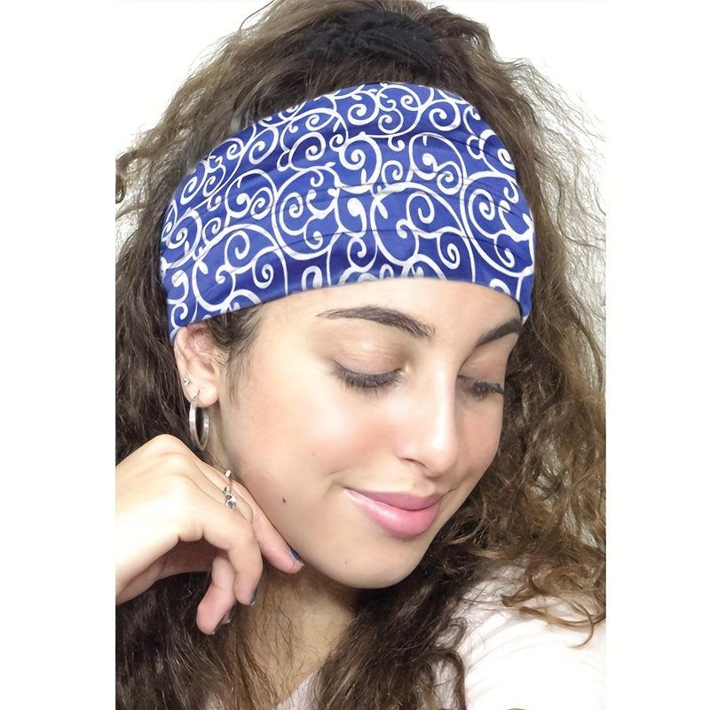 Wide Brim Sports Headband Print Stretch Sweat Absorbing Headband